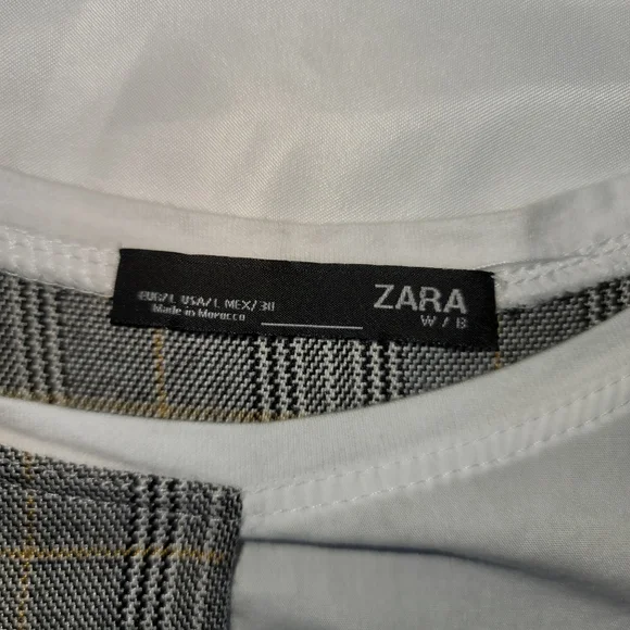 Zara Black and White Asymmetrical Long Sleeve Blouse - Picture 5 of 8